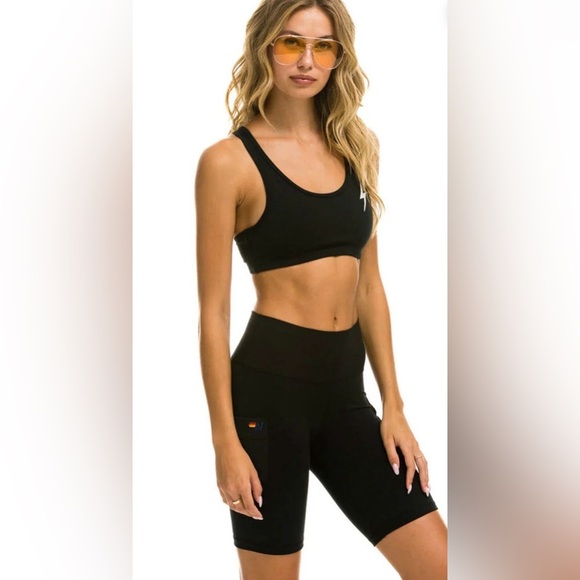 Aviator Nation Pants - Aviator Nation CARGO POCKET HI-RISE BIKER SHORT - BLACK